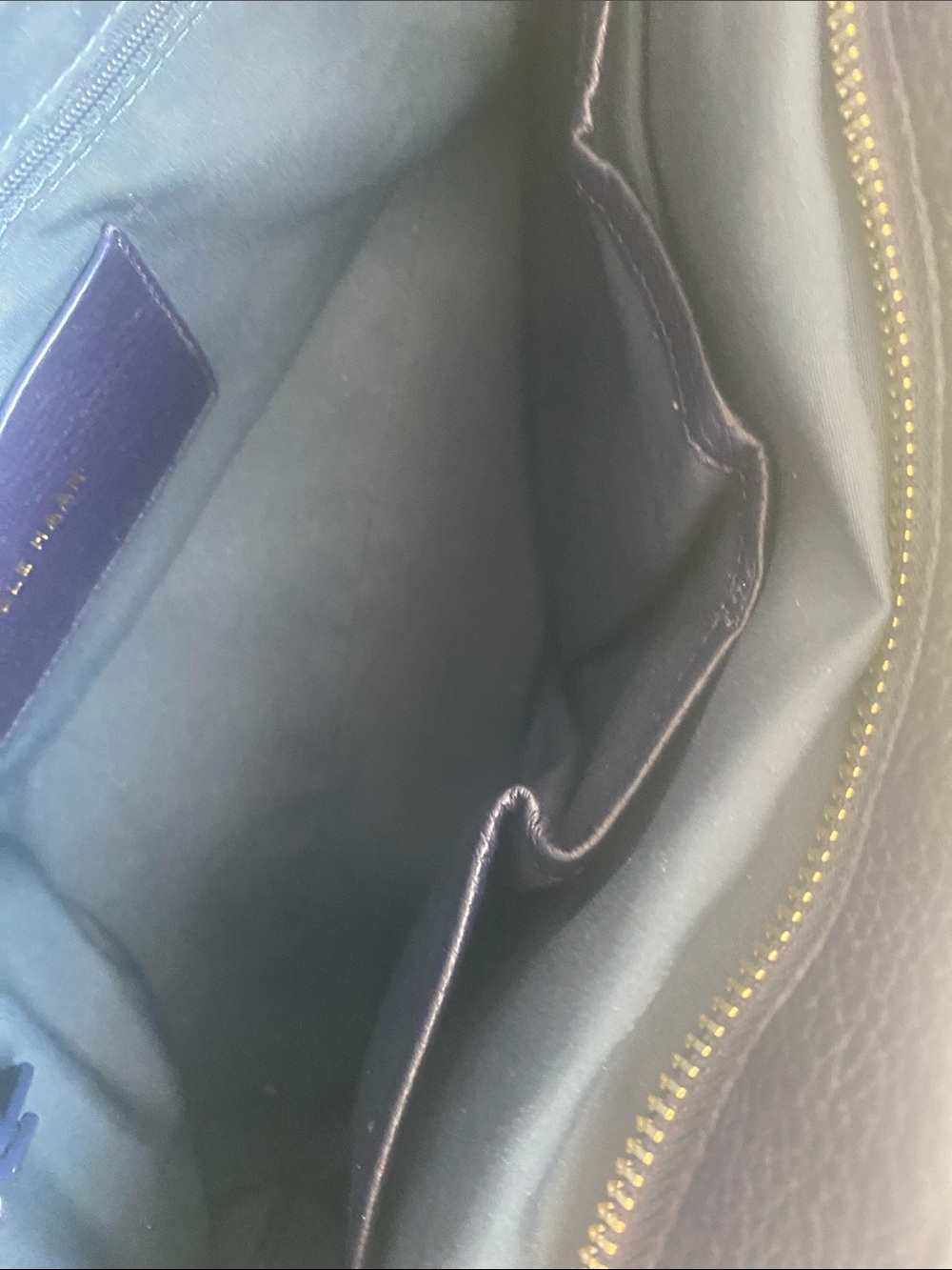 Cole Haan Navy Leather Shoulder Satchel with Gold Hardware - Picture 4 of 4